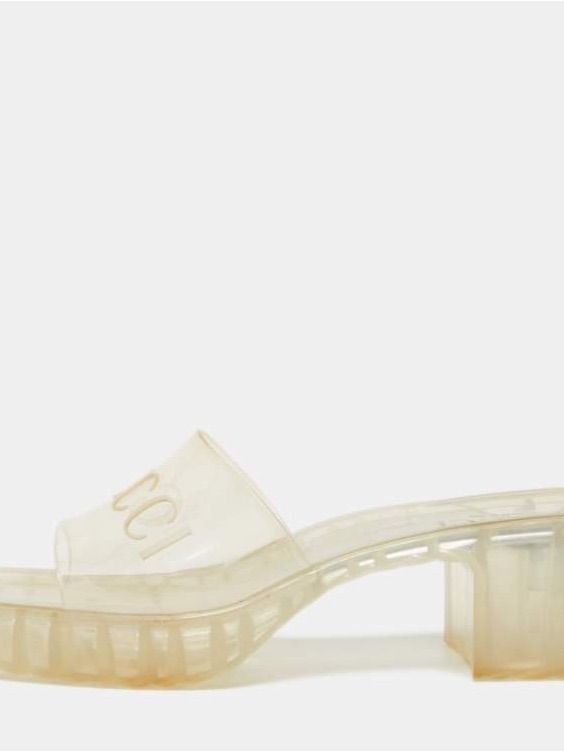 Gucci Transparent Rubber Block Heel Slides Size 37